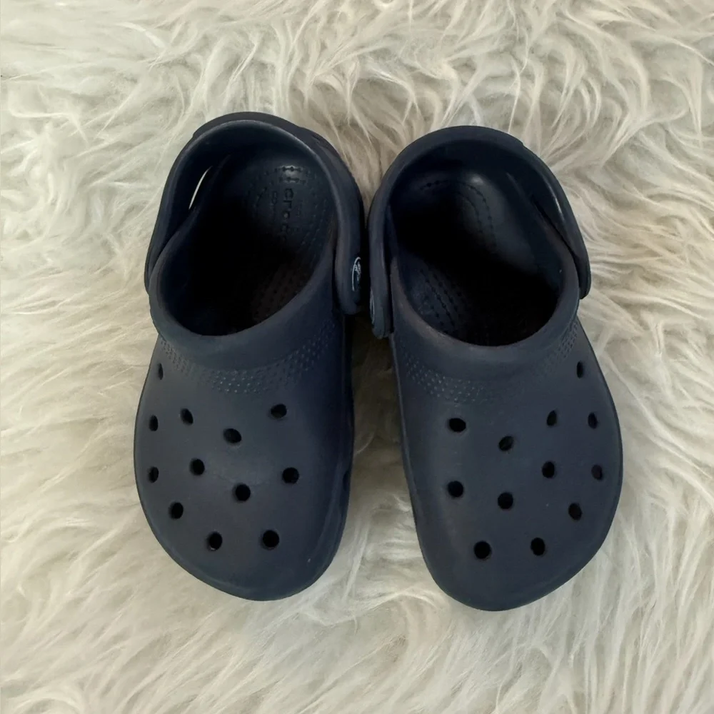 CROCS Kids Navy Blue Classic Clog Sandals